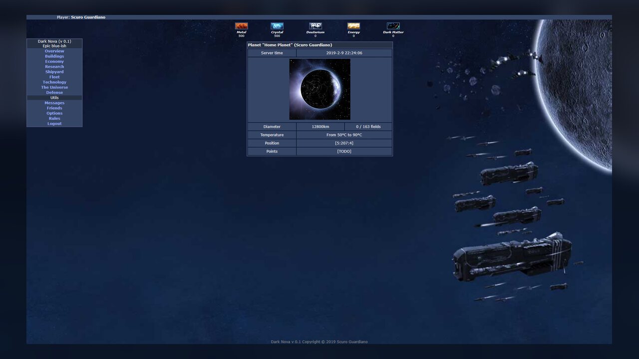 Dark Nova — servidor tipo OGame en Node.js